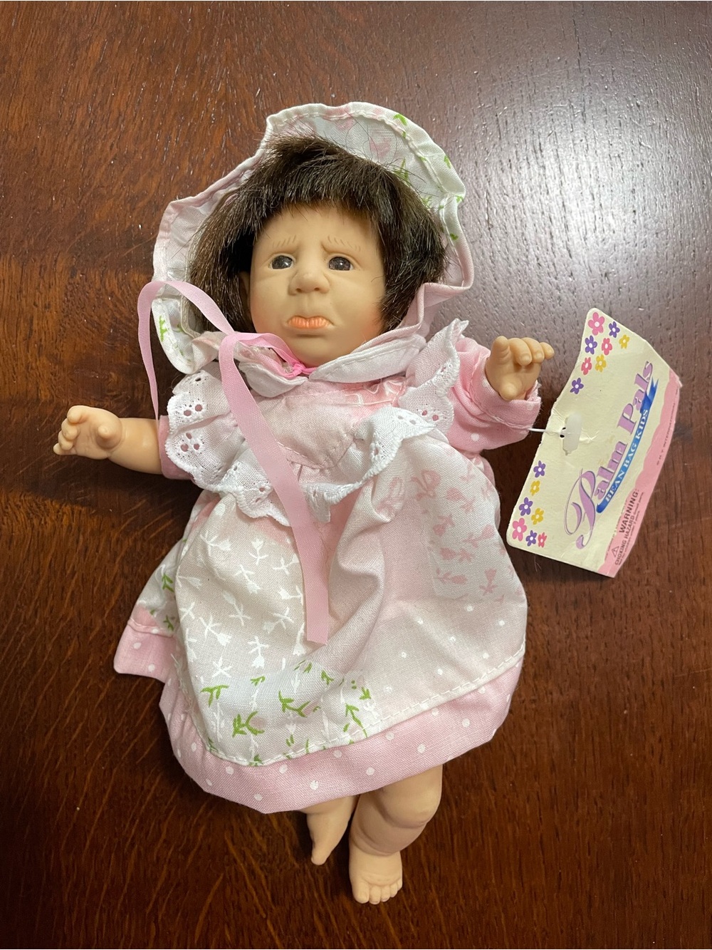 1990s Palm Pals Bean Bag Kids Baby Doll with Bonnet